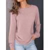 imageAUTOMET Womens Long Sleeve Shirts Casual Loose Fit Tees Solid Color Oversized Basic Tops Business Casual OutfitsPink