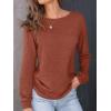 imageAUTOMET Womens Long Sleeve Shirts Casual Loose Fit Tees Solid Color Oversized Basic Tops Business Casual OutfitsRust
