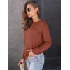 imageAUTOMET Womens Long Sleeve Shirts Casual Loose Fit Tees Solid Color Oversized Basic Tops Business Casual OutfitsRust