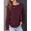 imageAUTOMET Womens Long Sleeve Shirts Casual Loose Fit Tees Solid Color Oversized Basic Tops Business Casual OutfitsWine Red