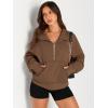 imageAUTOMET Womens Sweatshirts Half Zip Cropped Pullover Fleece Quarter Zipper Hoodies 2025 Fall Fashion Outfits ClothesBrown