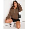 imageAUTOMET Womens Sweatshirts Half Zip Cropped Pullover Fleece Quarter Zipper Hoodies 2025 Fall Fashion Outfits ClothesBrown