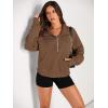 imageAUTOMET Womens Sweatshirts Half Zip Cropped Pullover Fleece Quarter Zipper Hoodies 2025 Fall Fashion Outfits ClothesBrown