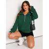 imageAUTOMET Womens Sweatshirts Half Zip Cropped Pullover Fleece Quarter Zipper Hoodies 2025 Fall Fashion Outfits ClothesDark Green