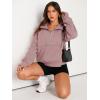 imageAUTOMET Womens Sweatshirts Half Zip Cropped Pullover Fleece Quarter Zipper Hoodies 2025 Fall Fashion Outfits ClothesDarkpink