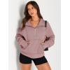 imageAUTOMET Womens Sweatshirts Half Zip Cropped Pullover Fleece Quarter Zipper Hoodies 2025 Fall Fashion Outfits ClothesDarkpink