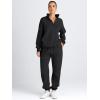 imageAUTOMET Womens Sweatsuits 2 Piece Outfits Long Sleeve Half Zip Pullover and Baggy Sweatpants with PocketsBlack