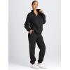 imageAUTOMET Womens Sweatsuits 2 Piece Outfits Long Sleeve Half Zip Pullover and Baggy Sweatpants with PocketsBlack