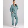 imageAUTOMET Womens Sweatsuits 2 Piece Outfits Long Sleeve Half Zip Pullover and Baggy Sweatpants with PocketsBluegreen