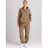 imageAUTOMET Womens Sweatsuits 2 Piece Outfits Long Sleeve Half Zip Pullover and Baggy Sweatpants with PocketsCoffee