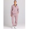 imageAUTOMET Womens Sweatsuits 2 Piece Outfits Long Sleeve Half Zip Pullover and Baggy Sweatpants with PocketsDarkpink