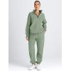 imageAUTOMET Womens Sweatsuits 2 Piece Outfits Long Sleeve Half Zip Pullover and Baggy Sweatpants with PocketsGreen