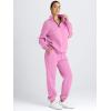 imageAUTOMET Womens Sweatsuits 2 Piece Outfits Long Sleeve Half Zip Pullover and Baggy Sweatpants with PocketsPink