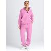 imageAUTOMET Womens Sweatsuits 2 Piece Outfits Long Sleeve Half Zip Pullover and Baggy Sweatpants with PocketsPink