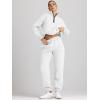 imageAUTOMET Womens Sweatsuits 2 Piece Outfits Long Sleeve Half Zip Pullover and Baggy Sweatpants with PocketsWhite