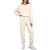 imageAUTOMET Womens 2 Piece Outfits Sweatsuit Oversized Sweatshirt Lounge Sets Baggy Sweatpants Fall Fashion with PocketsApricot