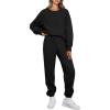 imageAUTOMET Womens 2 Piece Outfits Sweatsuit Oversized Sweatshirt Lounge Sets Baggy Sweatpants Fall Fashion with PocketsBlack