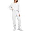 imageAUTOMET Womens 2 Piece Outfits Sweatsuit Oversized Sweatshirt Lounge Sets Baggy Sweatpants Fall Fashion with PocketsWhite