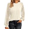 imageAUTOMET Womens Long Sleeve Shirts Lace Tops Business Casual Fall Fashion Outfits Clothes Knitted Y2k BlousesApricot