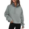 imageAUTOMET Womens Sweatshirts Half Zip Cropped Pullover Fleece Quarter Zipper Hoodies 2025 Fall Fashion Outfits ClothesGreygreen