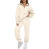 imageAUTOMET Womens Sweatsuits 2 Piece Outfits Long Sleeve Half Zip Pullover and Baggy Sweatpants with PocketsApricot