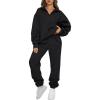 imageAUTOMET Womens Sweatsuits 2 Piece Outfits Long Sleeve Half Zip Pullover and Baggy Sweatpants with PocketsBlack