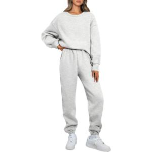 imageAUTOMET Womens 2 Piece Outfits Sweatsuit Oversized Sweatshirt Lounge Sets Baggy Sweatpants Fall Fashion with PocketsGrey