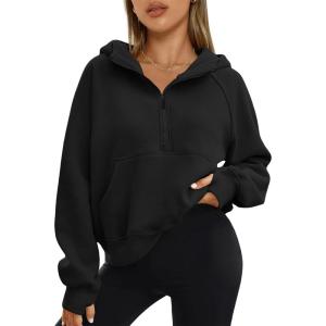 imageAUTOMET Womens Hoodies Fleece Fall Fashion Outfits Workout Sweatshirts Winter Jackets Oversized Pullover Tops Clothes 2025Black