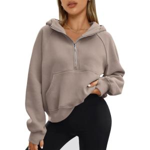 imageAUTOMET Womens Hoodies Fleece Fall Fashion Outfits Workout Sweatshirts Winter Jackets Oversized Pullover Tops Clothes 2025Coffeegrey