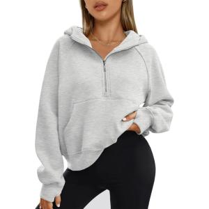 imageAUTOMET Womens Hoodies Fleece Fall Fashion Outfits Workout Sweatshirts Winter Jackets Oversized Pullover Tops Clothes 2025Grey