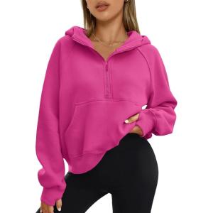 imageAUTOMET Womens Hoodies Fleece Fall Fashion Outfits Workout Sweatshirts Winter Jackets Oversized Pullover Tops Clothes 2025Hotpink
