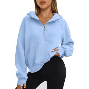 imageAUTOMET Womens Hoodies Fleece Fall Fashion Outfits Workout Sweatshirts Winter Jackets Oversized Pullover Tops Clothes 2025Lightblue