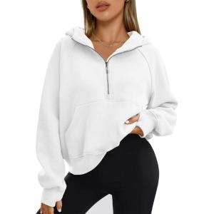 imageAUTOMET Womens Hoodies Fleece Fall Fashion Outfits Workout Sweatshirts Winter Jackets Oversized Pullover Tops Clothes 2025White