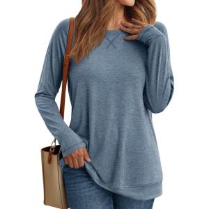 imageAUTOMET Womens Long Sleeve Shirts Casual Loose Fit Tops Fall Fashion Dressy Basic Trendy Outfits Clothes 2024Haze Blue