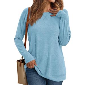 imageAUTOMET Womens Long Sleeve Shirts Casual Loose Fit Tops Fall Fashion Dressy Basic Trendy Outfits Clothes 2024Light Blue