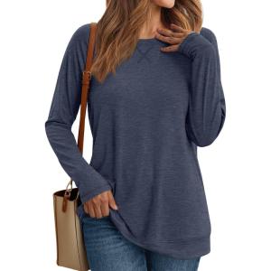 imageAUTOMET Womens Long Sleeve Shirts Casual Loose Fit Tops Fall Fashion Dressy Basic Trendy Outfits Clothes 2024Navy