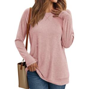 imageAUTOMET Womens Long Sleeve Shirts Casual Loose Fit Tops Fall Fashion Dressy Basic Trendy Outfits Clothes 2024Pink
