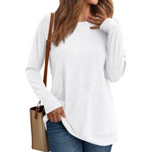 imageAUTOMET Womens Long Sleeve Shirts Casual Loose Fit Tops Fall Fashion Dressy Basic Trendy Outfits Clothes 2024White