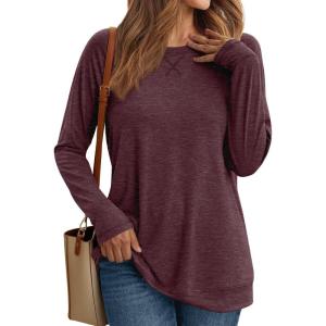imageAUTOMET Womens Long Sleeve Shirts Casual Loose Fit Tops Fall Fashion Dressy Basic Trendy Outfits Clothes 2024Wine Red