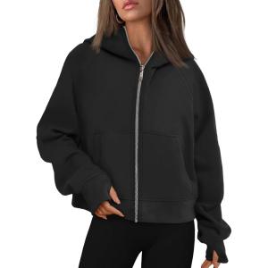 imageAUTOMET Womens Zip Up Hoodies Fleece Jackets Oversized Sweatshirts Fall Fashion Outfits 2025 Sweaters Winter ClothesBlack