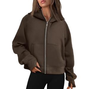 imageAUTOMET Womens Zip Up Hoodies Fleece Jackets Oversized Sweatshirts Fall Fashion Outfits 2025 Sweaters Winter ClothesCoffee
