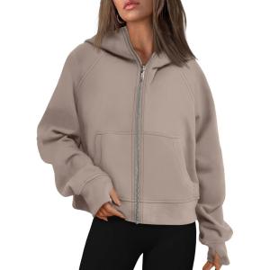 imageAUTOMET Womens Zip Up Hoodies Fleece Jackets Oversized Sweatshirts Fall Fashion Outfits 2025 Sweaters Winter ClothesCoffeegrey