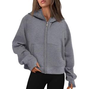 imageAUTOMET Womens Zip Up Hoodies Fleece Jackets Oversized Sweatshirts Fall Fashion Outfits 2025 Sweaters Winter ClothesDarkgrey