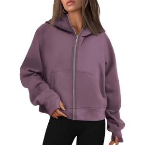 imageAUTOMET Womens Zip Up Hoodies Fleece Jackets Oversized Sweatshirts Fall Fashion Outfits 2025 Sweaters Winter ClothesDarkpurple