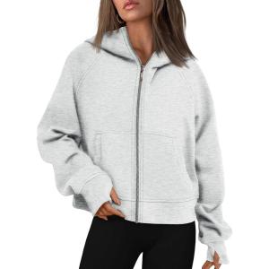 imageAUTOMET Womens Zip Up Hoodies Fleece Jackets Oversized Sweatshirts Fall Fashion Outfits 2025 Sweaters Winter ClothesGrey