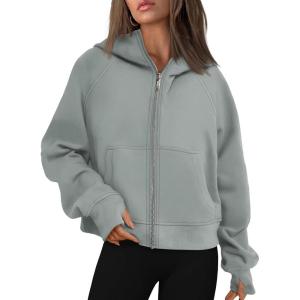 imageAUTOMET Womens Zip Up Hoodies Fleece Jackets Oversized Sweatshirts Fall Fashion Outfits 2025 Sweaters Winter ClothesGreygreen