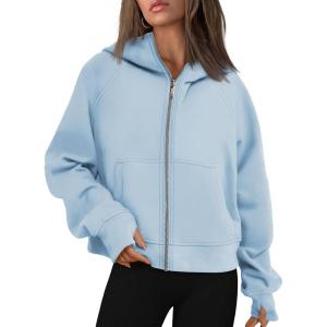 imageAUTOMET Womens Zip Up Hoodies Fleece Jackets Oversized Sweatshirts Fall Fashion Outfits 2025 Sweaters Winter ClothesLightblue