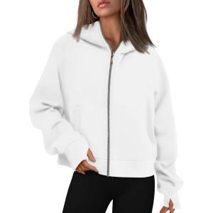 imageAUTOMET Womens Zip Up Hoodies Fleece Jackets Oversized Sweatshirts Fall Fashion Outfits 2025 Sweaters Winter ClothesWhite