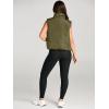 imageAUTOMET Puffer Vest Women Sleeveless Winter Cropped Outerwear Warm Puffer Lightweight Standup Collar Down with PocketsArmy Green