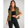 imageAUTOMET Puffer Vest Women Sleeveless Winter Cropped Outerwear Warm Puffer Lightweight Standup Collar Down with PocketsArmy Green